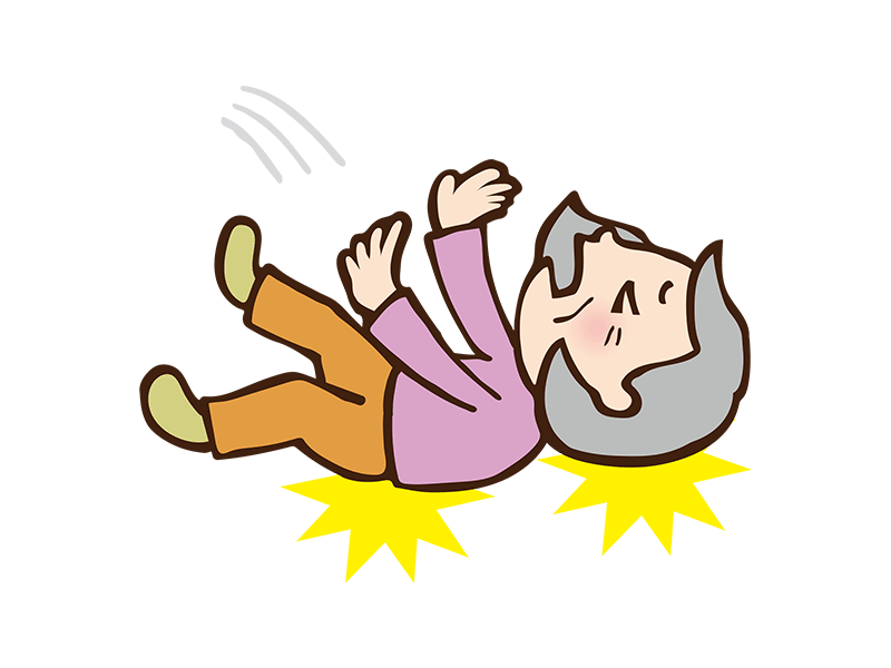 転倒する高齢女性