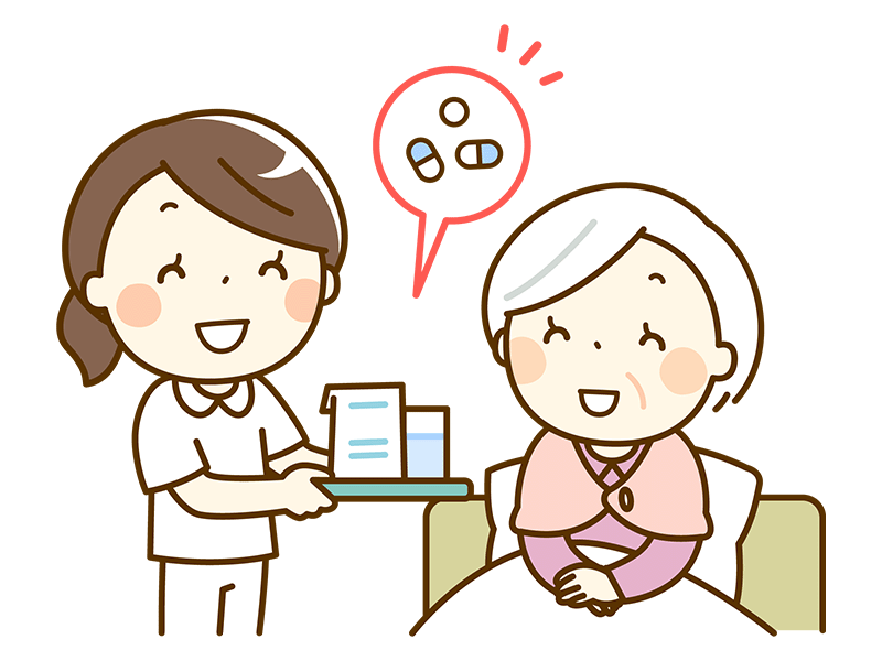 薬の服用を促す看護師