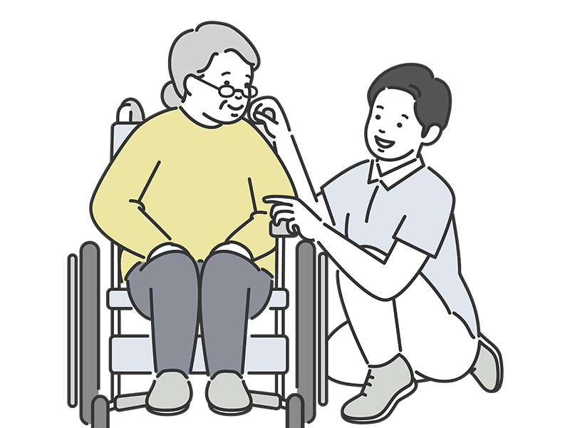 老人を介護する青年