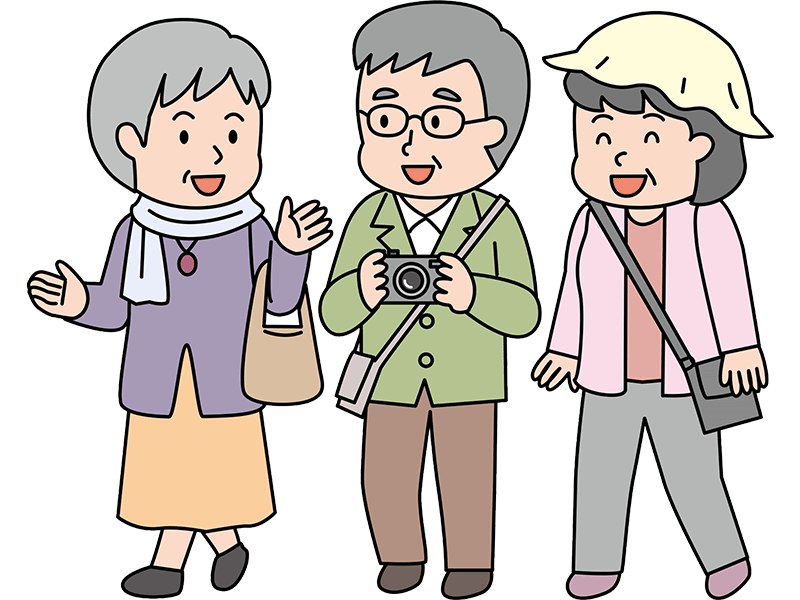 楽しそうに歩く高齢者