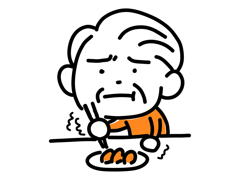 震えながら食事