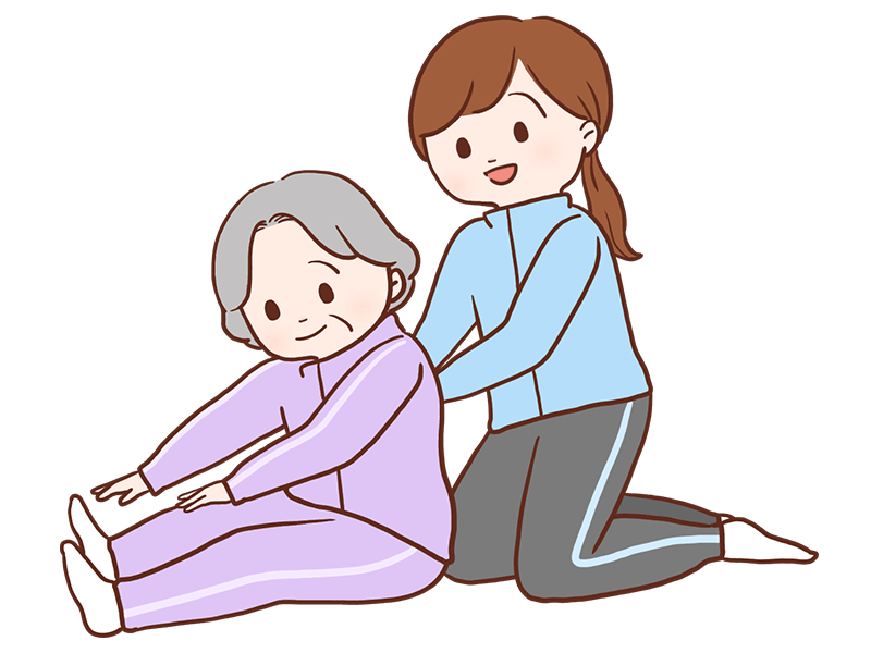 ストレッチ中の高齢者
