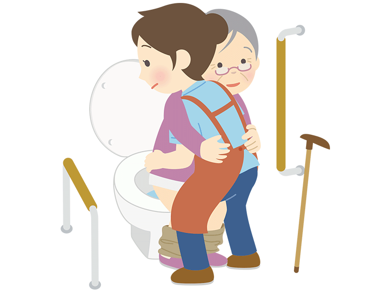 排泄介助する女性